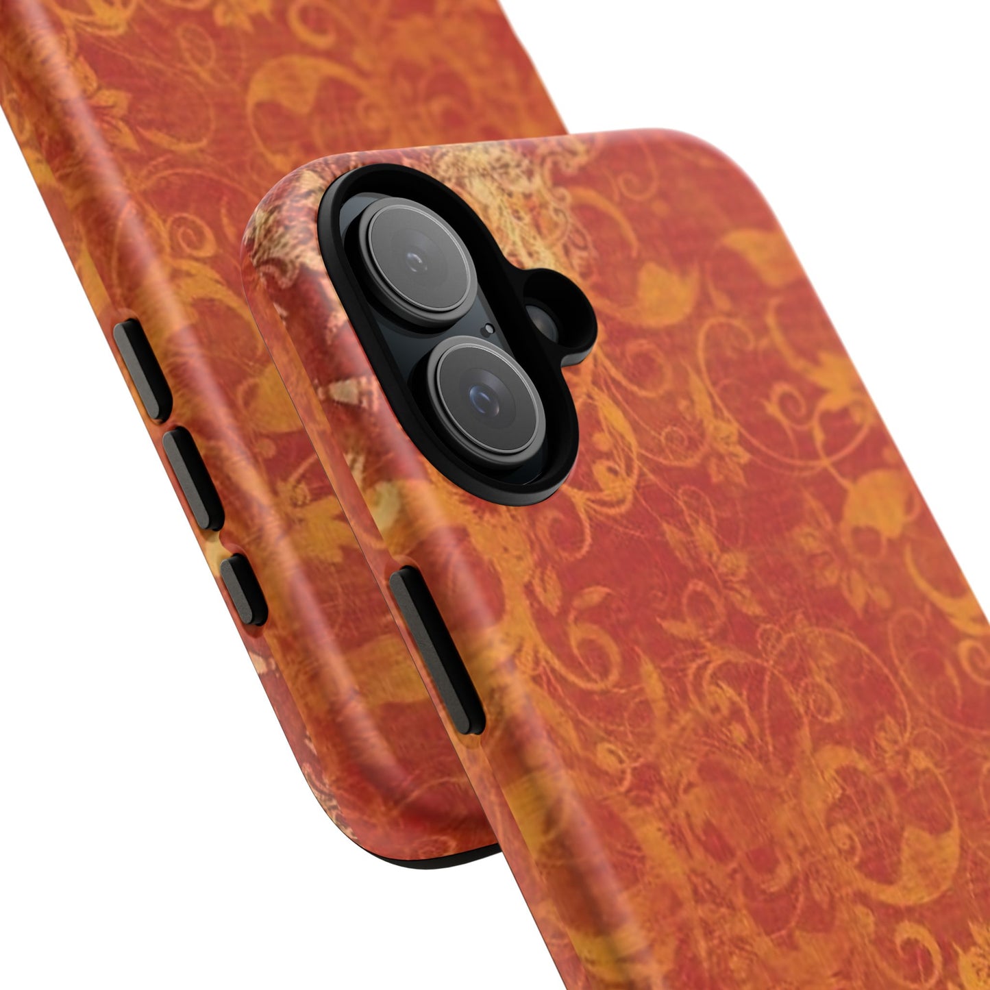 Floral Autumn iPhone Tough Case — Orange Vintage Scroll Design