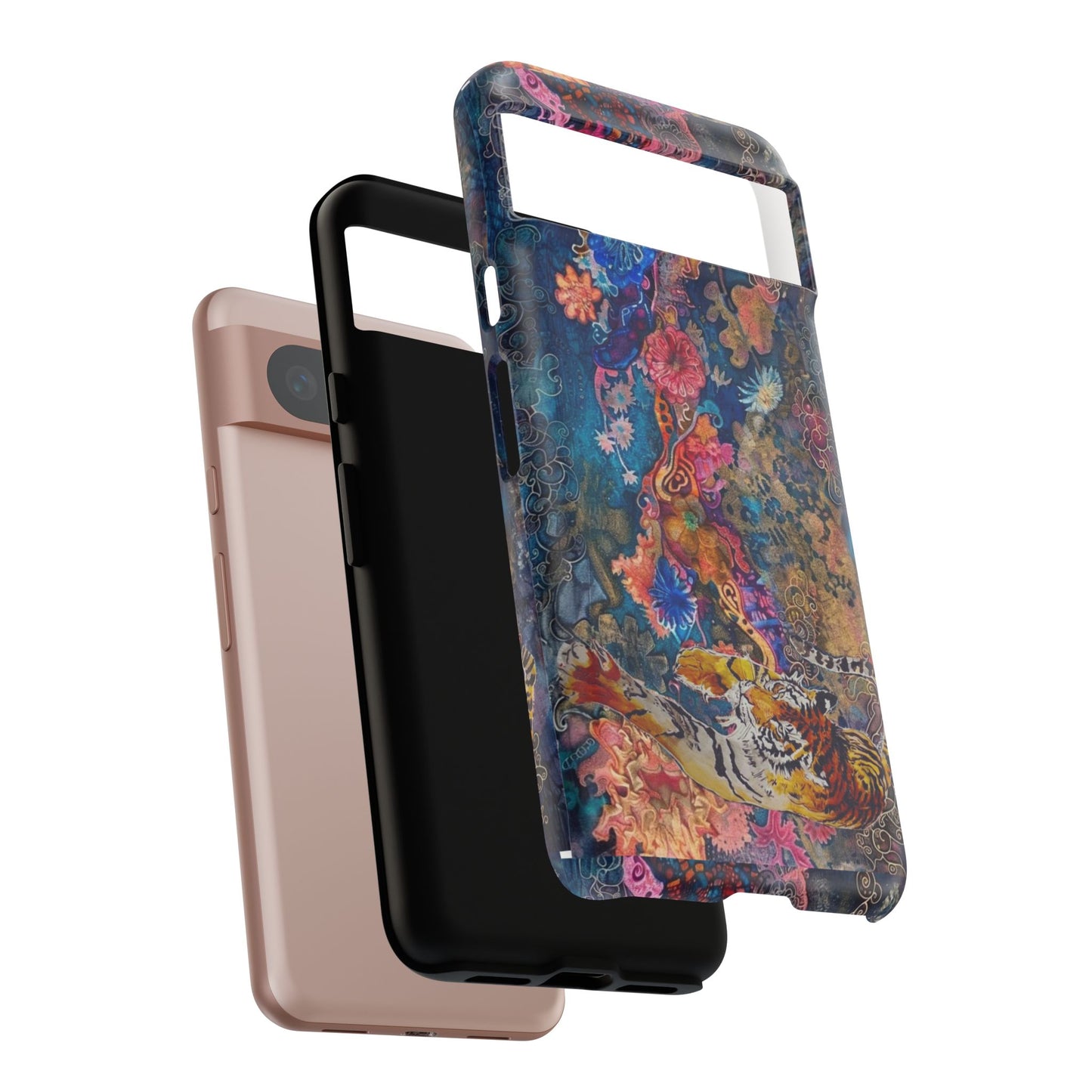 Phone Case - Colorful Floral Tiger Tough Case