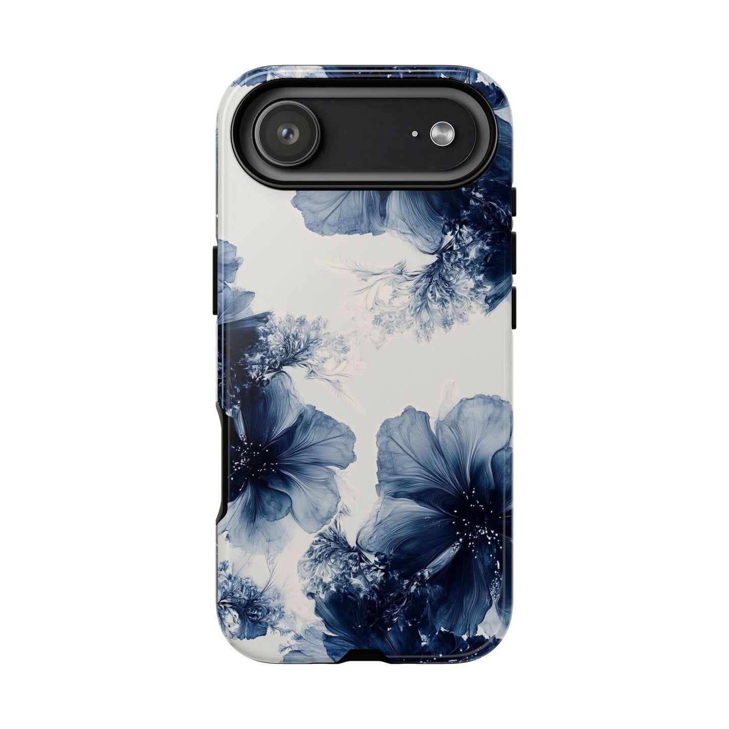 Floral Indigo Tough Phone Case — Blue Botanical Protective Cover
