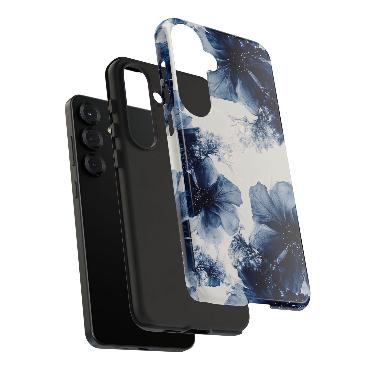 Floral Indigo Tough Phone Case — Blue Botanical Protective Cover