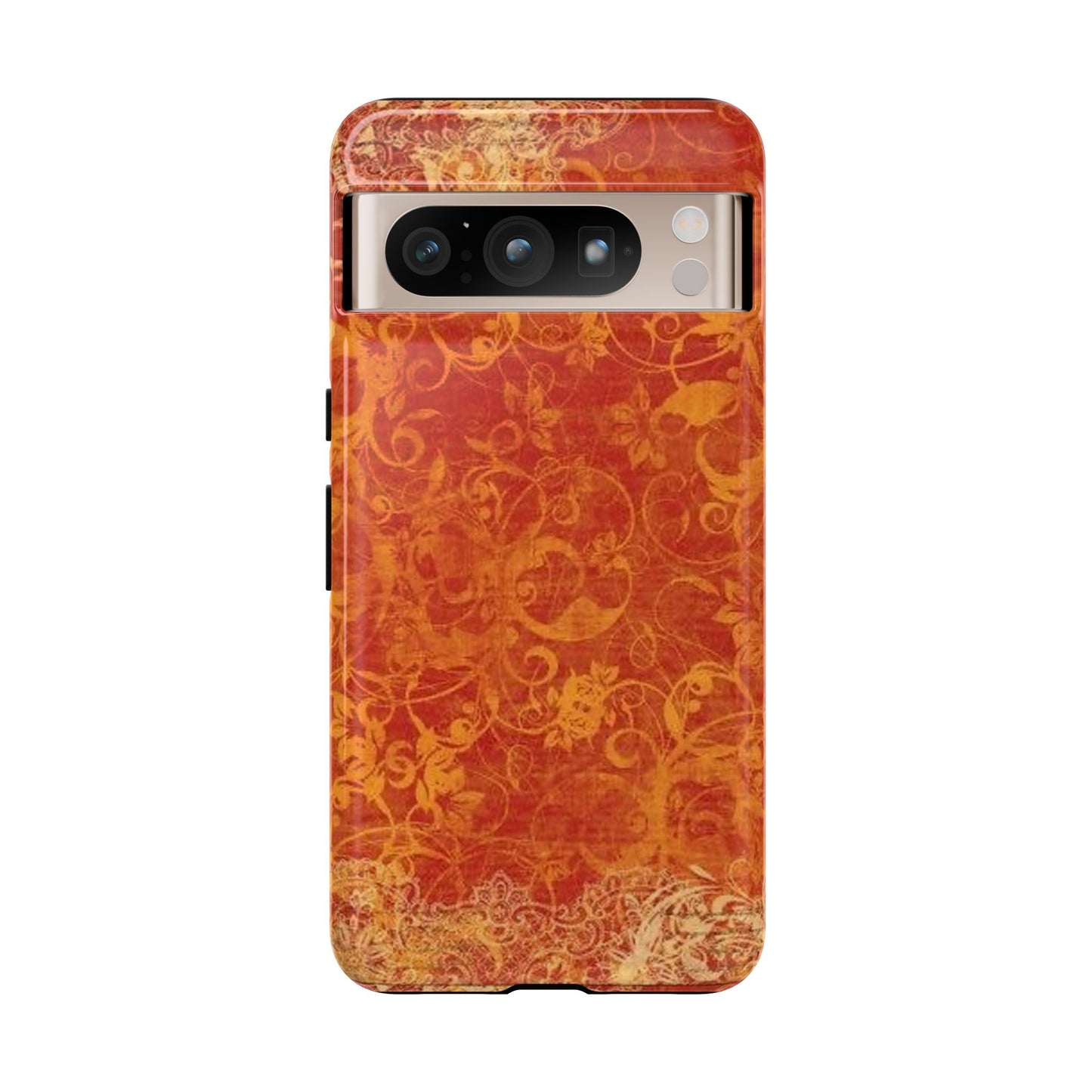Floral Autumn iPhone Tough Case — Orange Vintage Scroll Design