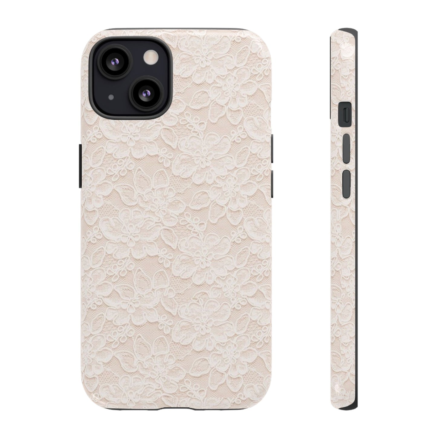 Floral Lace Tough Phone Case – Vintage Ivory Protective Cover