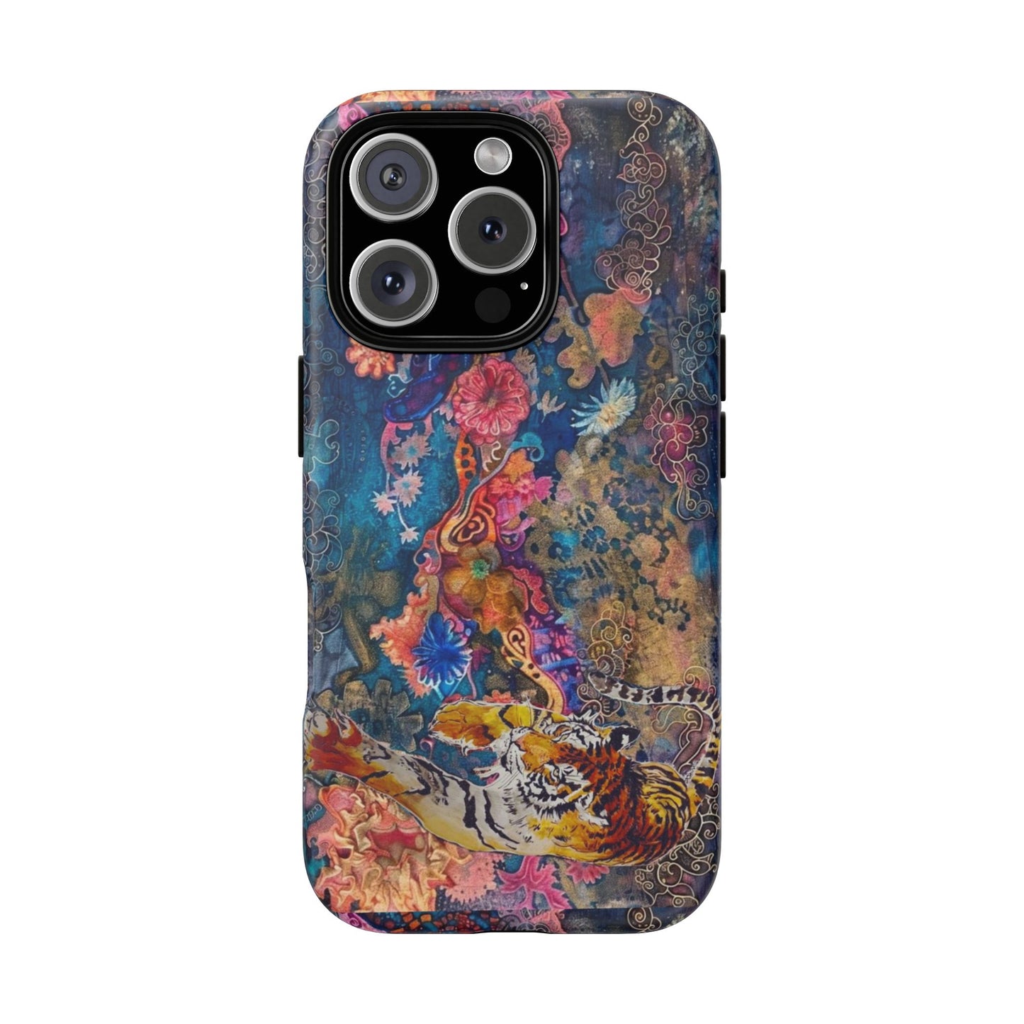 Phone Case - Colorful Floral Tiger Tough Case