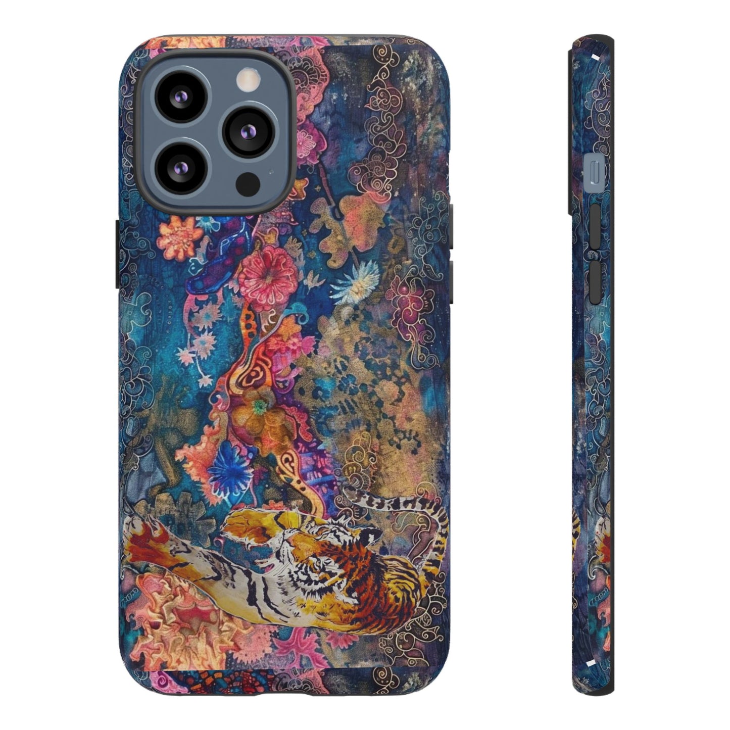 Phone Case - Colorful Floral Tiger Tough Case