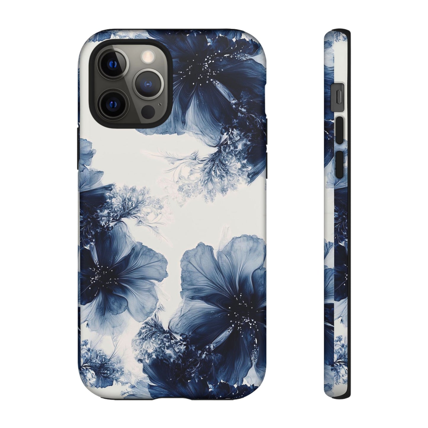Floral Indigo Tough Phone Case — Blue Botanical Protective Cover