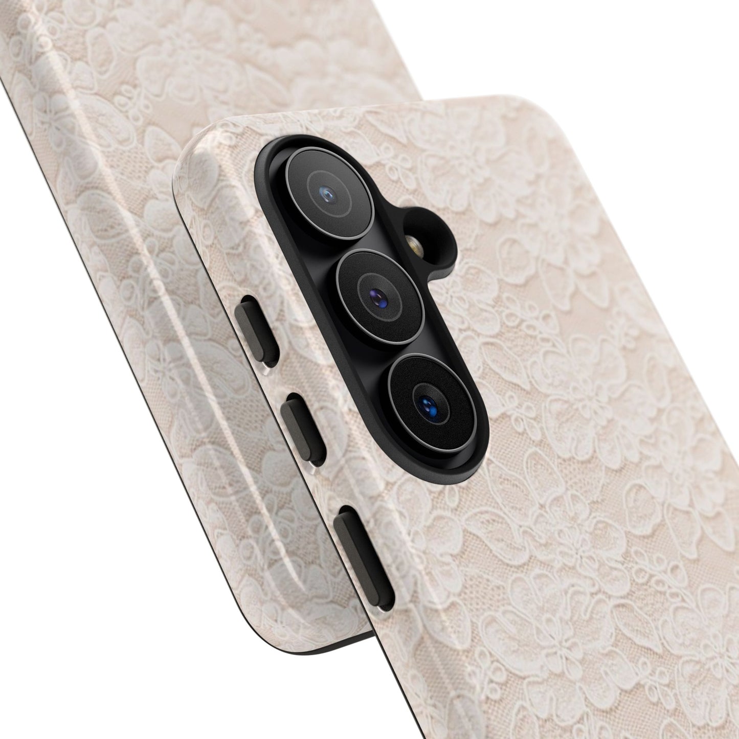 Floral Lace Tough Phone Case – Vintage Ivory Protective Cover