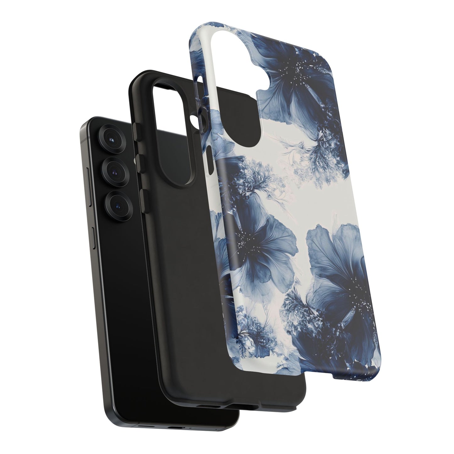 Floral Indigo Tough Phone Case — Blue Botanical Protective Cover