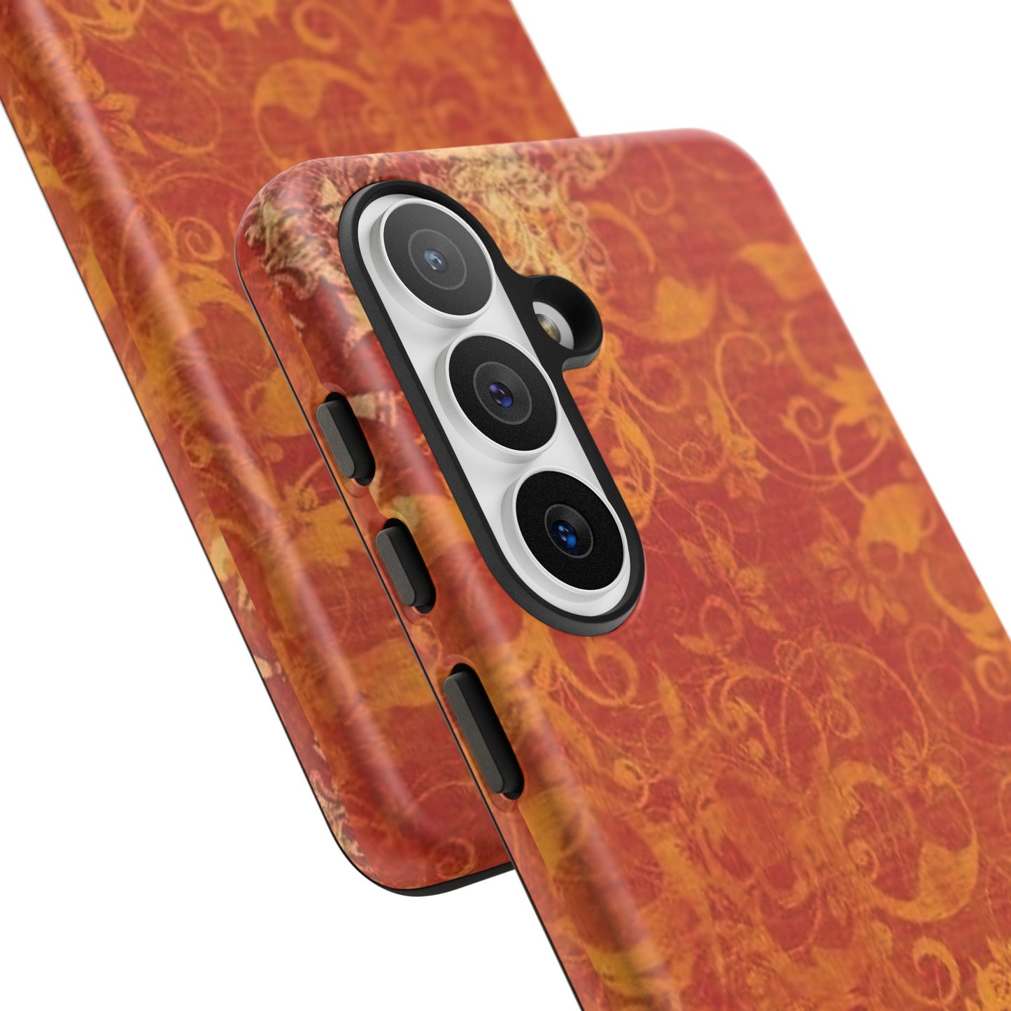 Floral Autumn iPhone Tough Case — Orange Vintage Scroll Design
