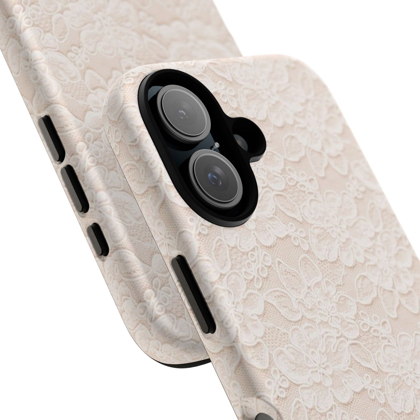 Floral Lace Tough Phone Case – Vintage Ivory Protective Cover