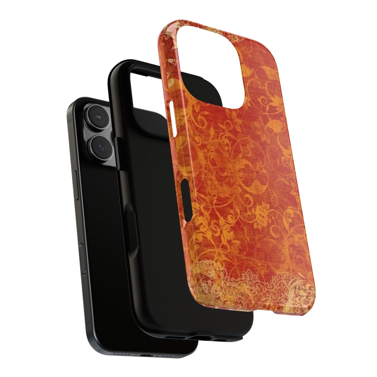Floral Autumn iPhone Tough Case — Orange Vintage Scroll Design