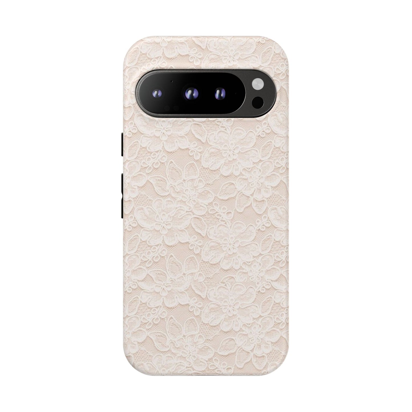 Floral Lace Tough Phone Case – Vintage Ivory Protective Cover