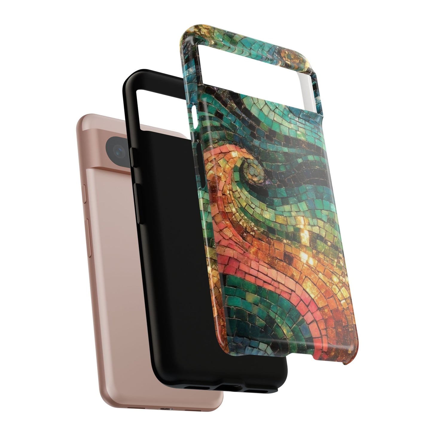 Mosaic Wave Phone Case – Colorful Artistic Tile Design Tough Case