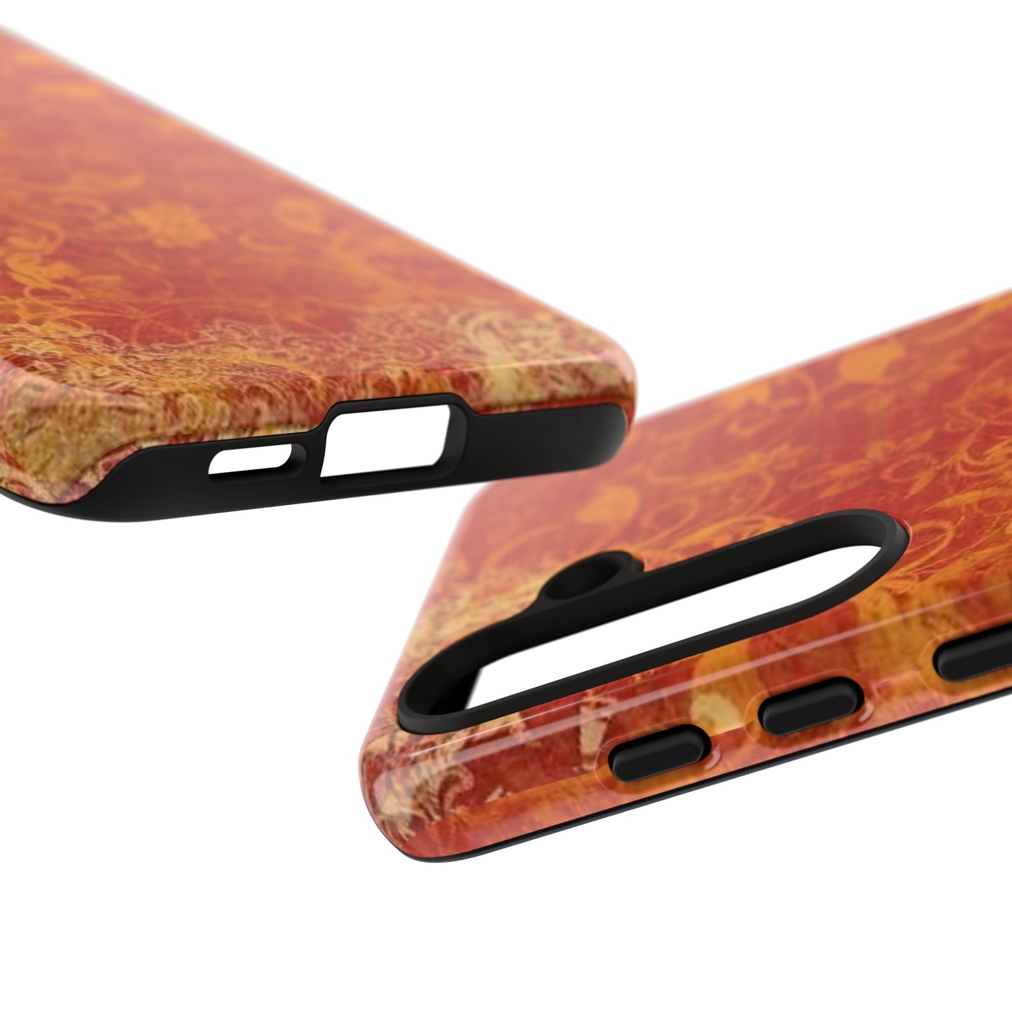 Floral Autumn iPhone Tough Case — Orange Vintage Scroll Design