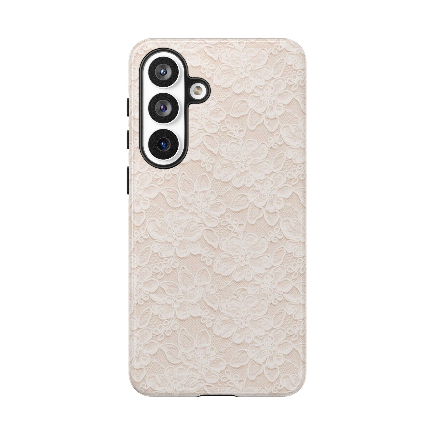 Floral Lace Tough Phone Case – Vintage Ivory Protective Cover