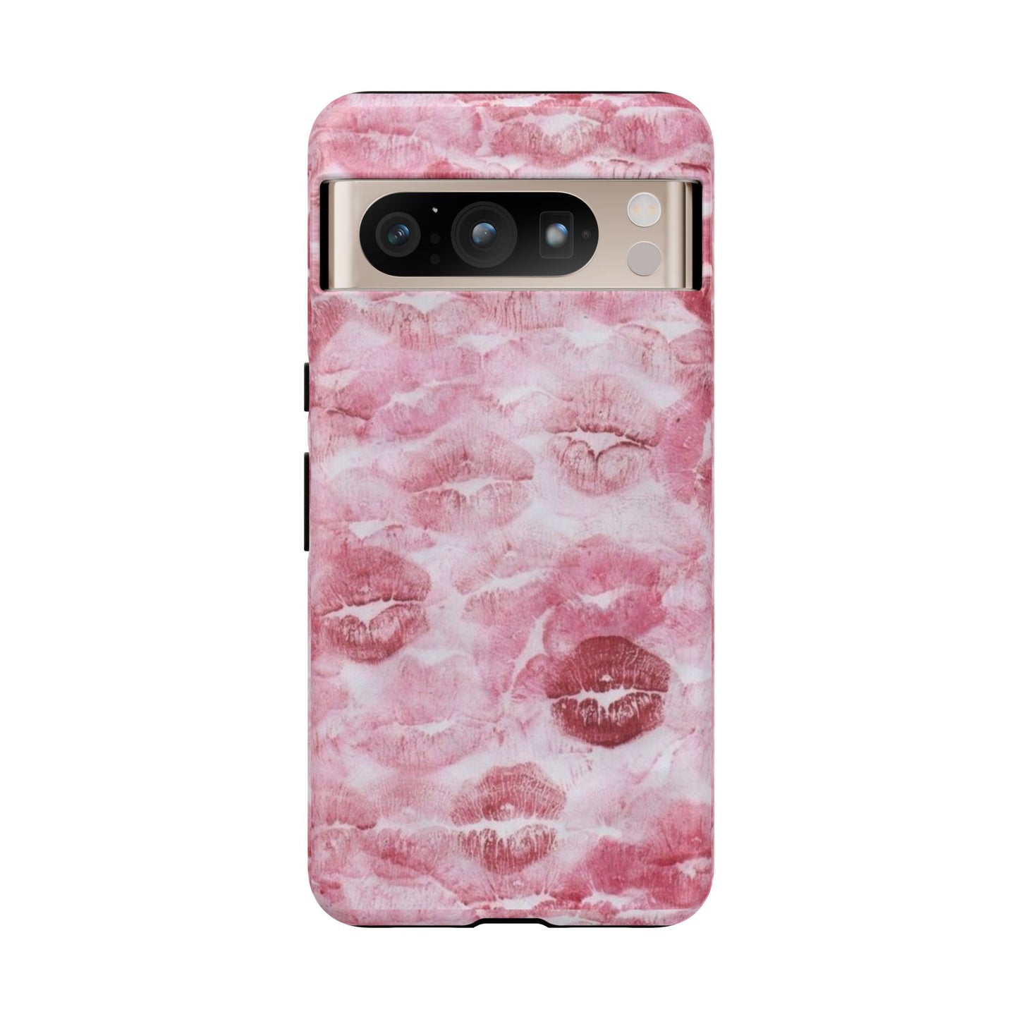Kiss Print Tough Phone Case — Pink Marble Lip Pattern, Protective iPhone Cover