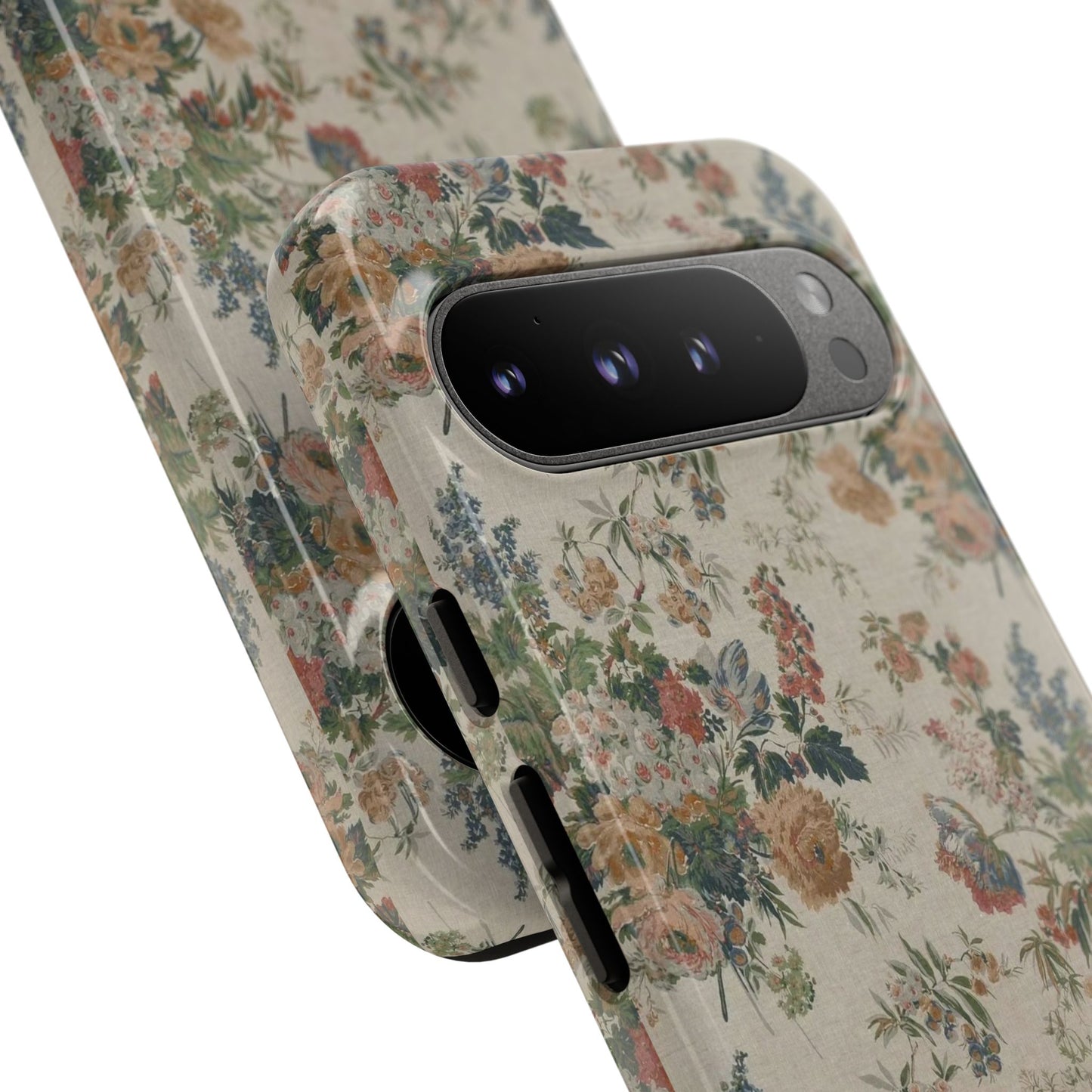 Floral Vintage Tough Phone Case – Antique Rose Pattern