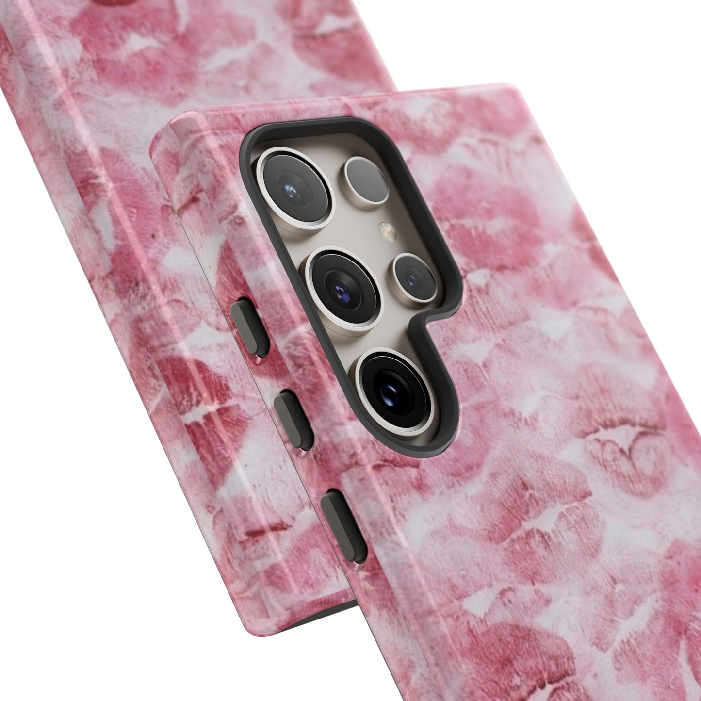 Kiss Print Tough Phone Case — Pink Marble Lip Pattern, Protective iPhone Cover