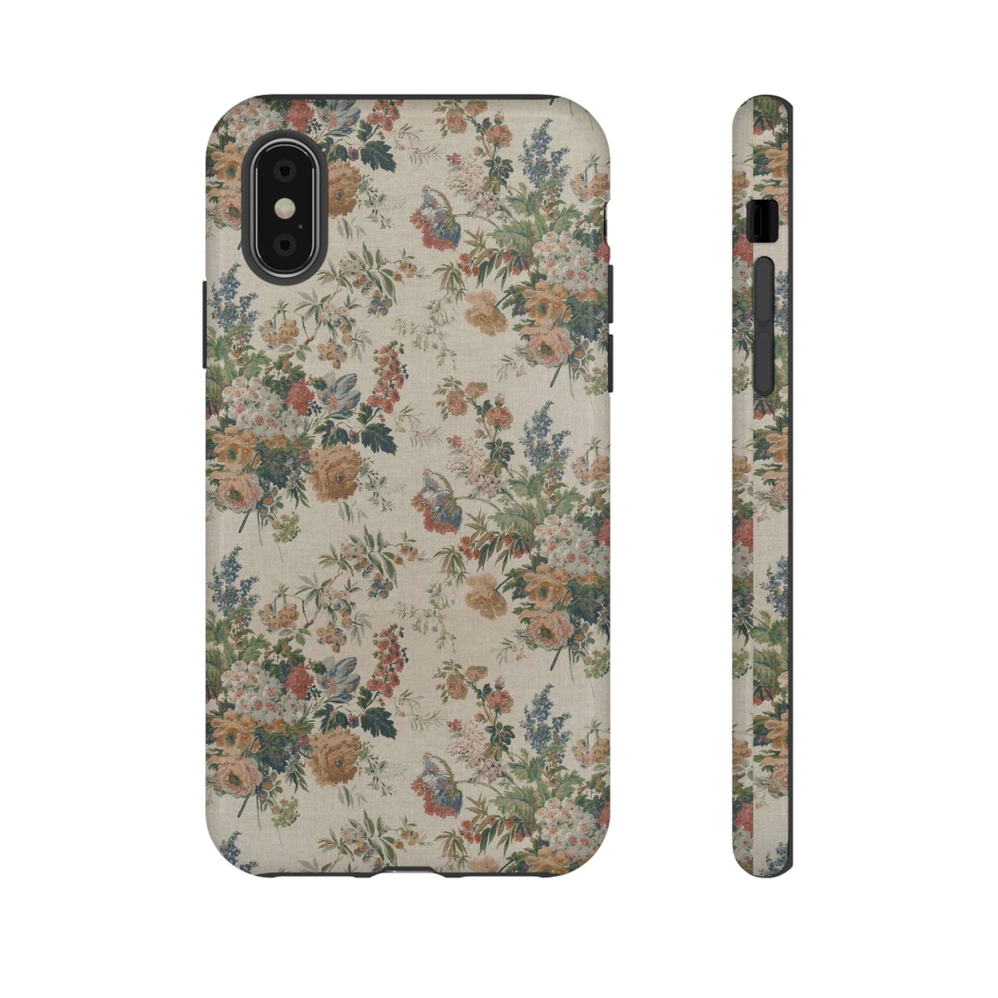Floral Vintage Tough Phone Case – Antique Rose Pattern