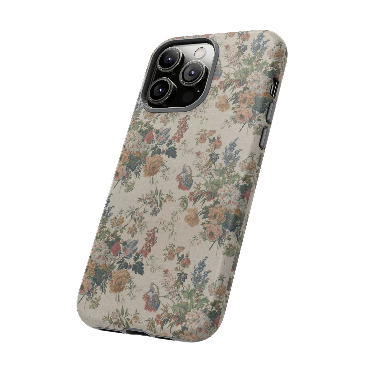 Floral Vintage Tough Phone Case – Antique Rose Pattern