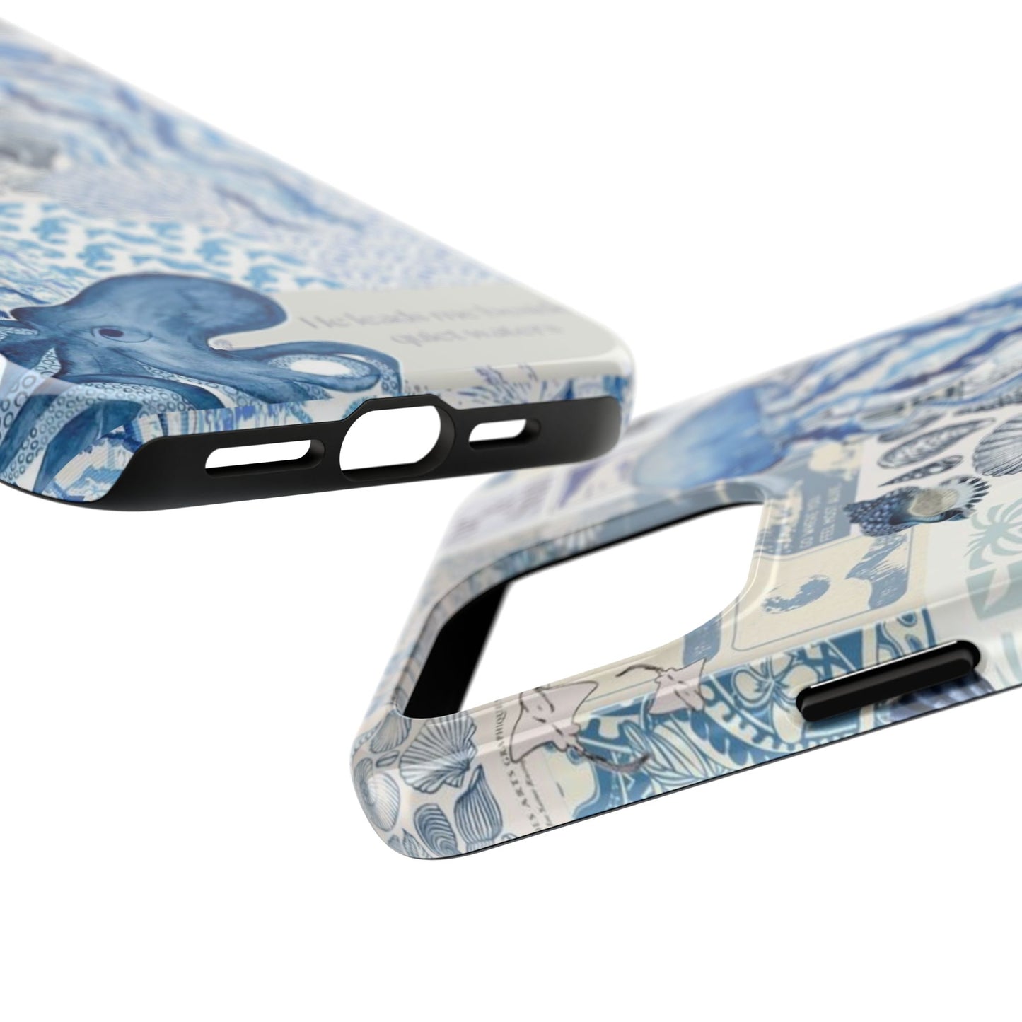 Sea Collage Tough Phone Case — Blue Jellyfish & Shells Coastal Design