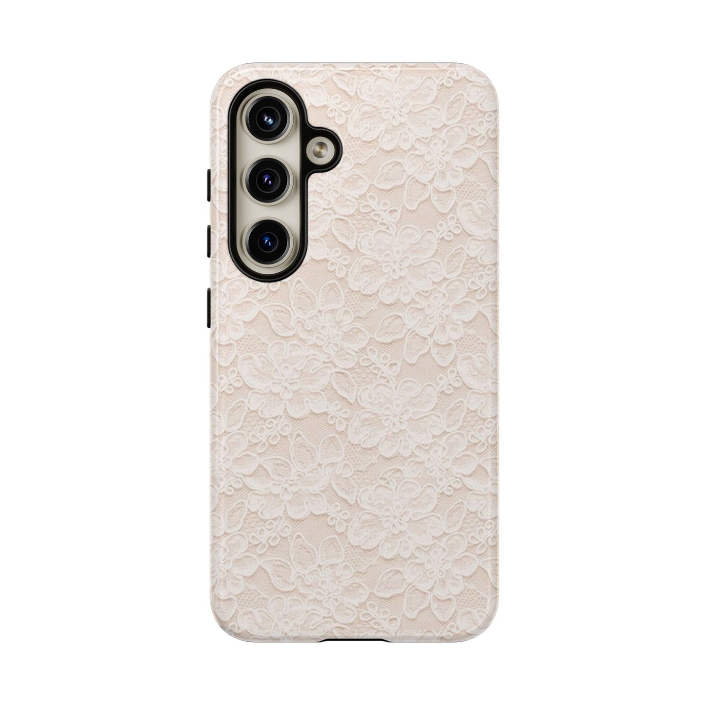 Floral Lace Tough Phone Case – Vintage Ivory Protective Cover