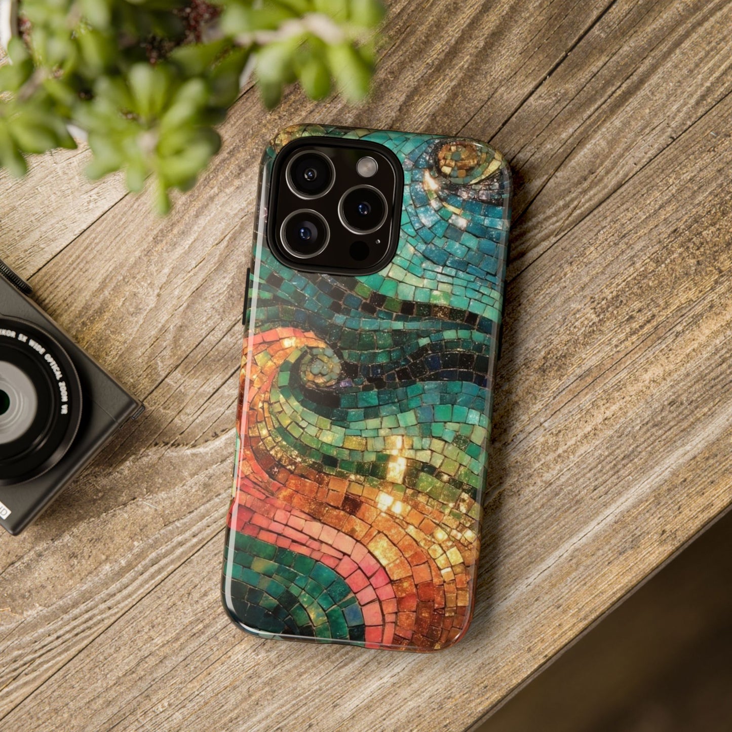 Mosaic Wave Phone Case – Colorful Artistic Tile Design Tough Case