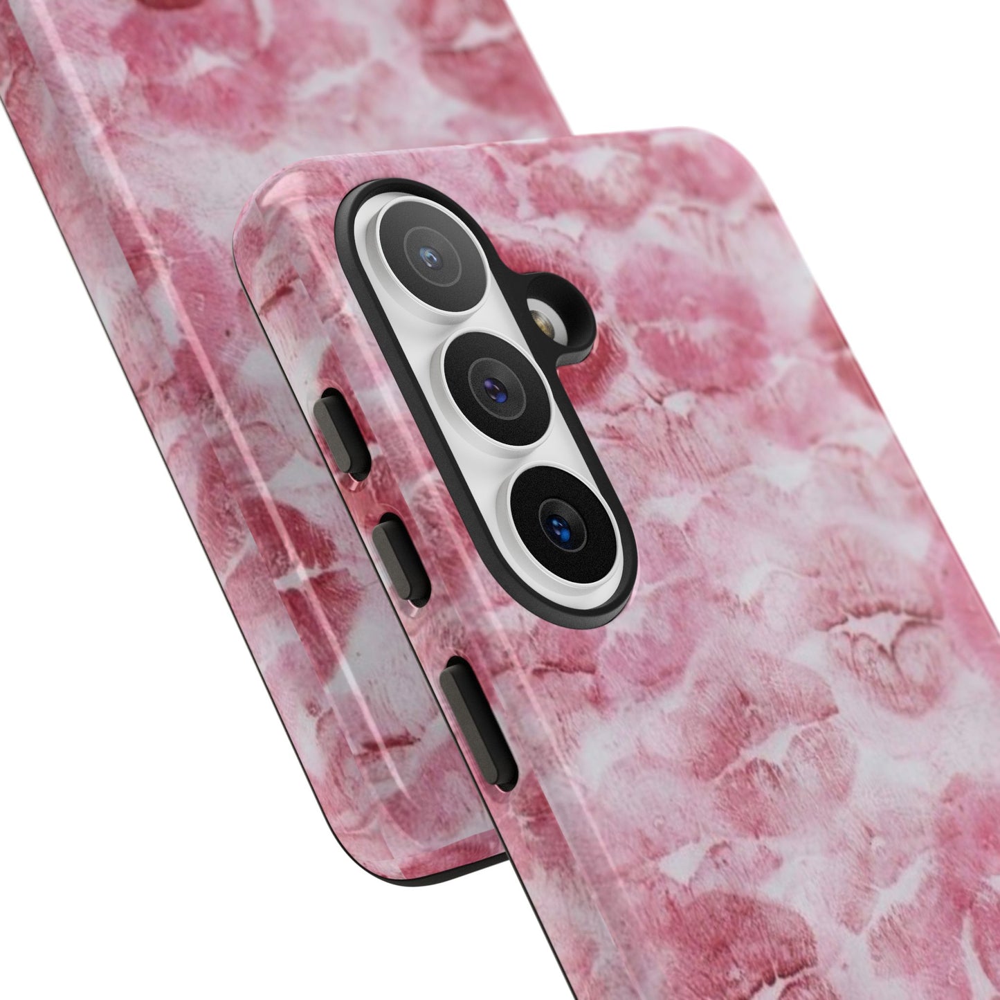 Kiss Print Tough Phone Case — Pink Marble Lip Pattern, Protective iPhone Cover