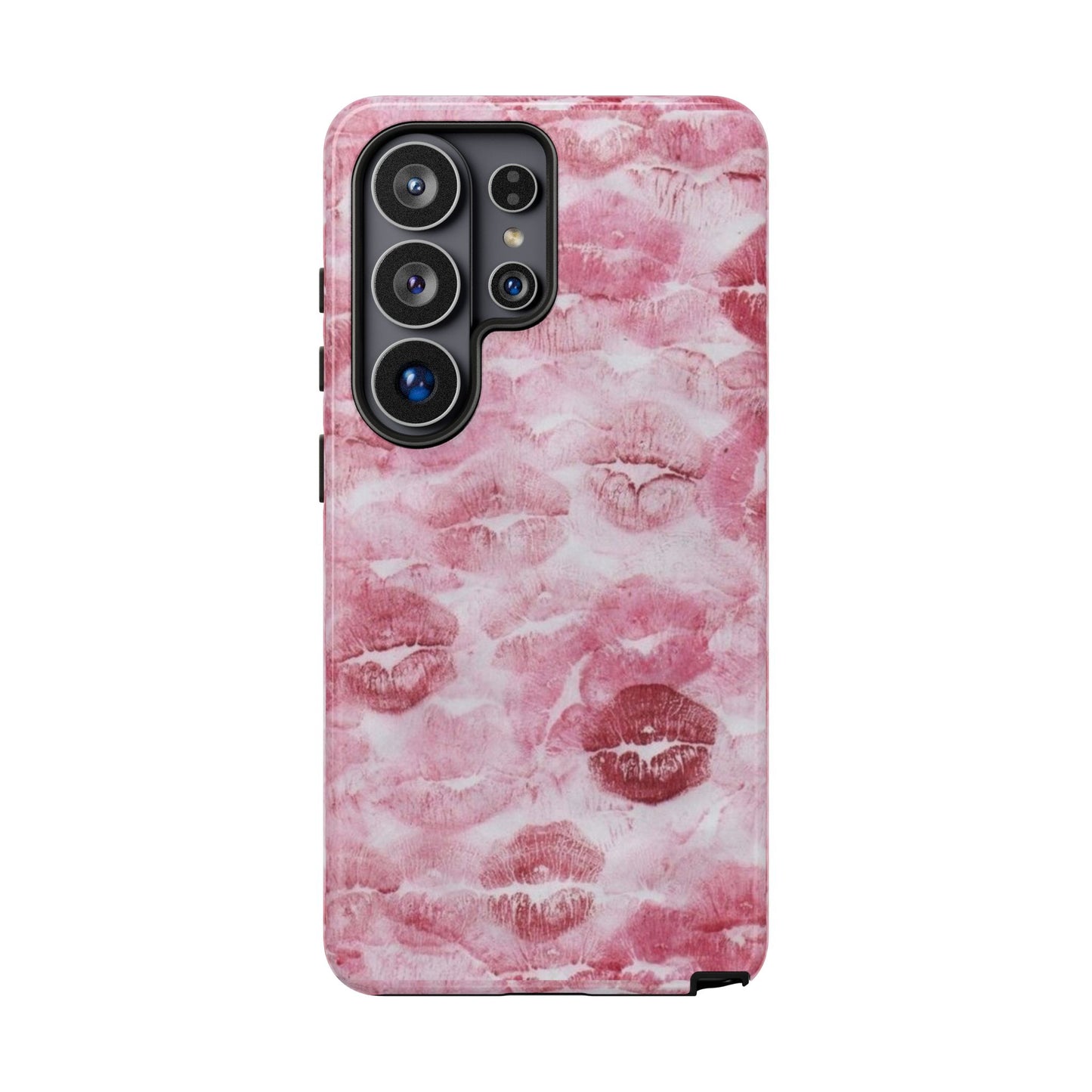 Kiss Print Tough Phone Case — Pink Marble Lip Pattern, Protective iPhone Cover