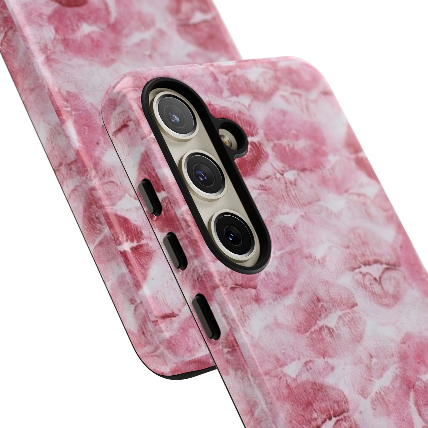 Kiss Print Tough Phone Case — Pink Marble Lip Pattern, Protective iPhone Cover