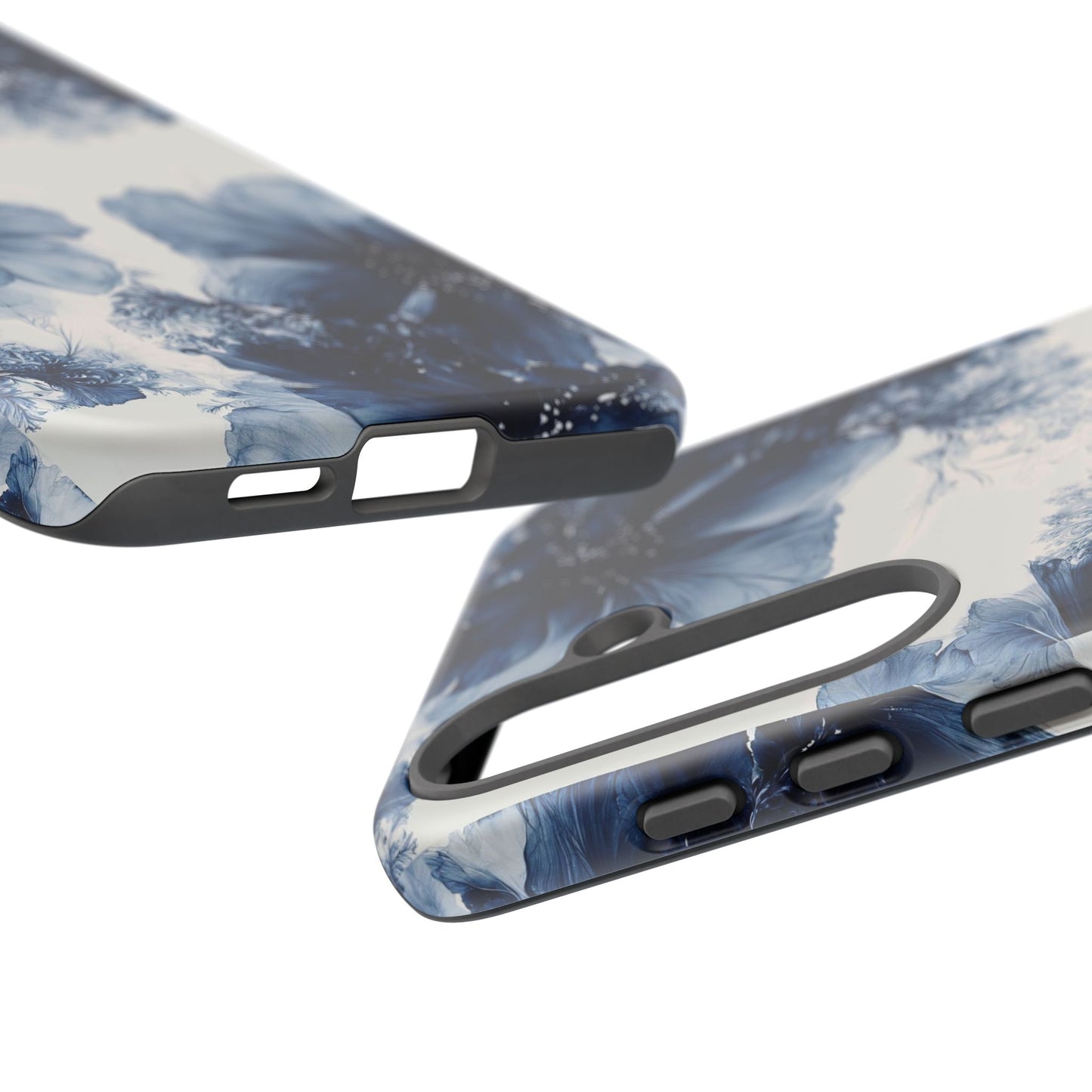 Floral Indigo Tough Phone Case — Blue Botanical Protective Cover