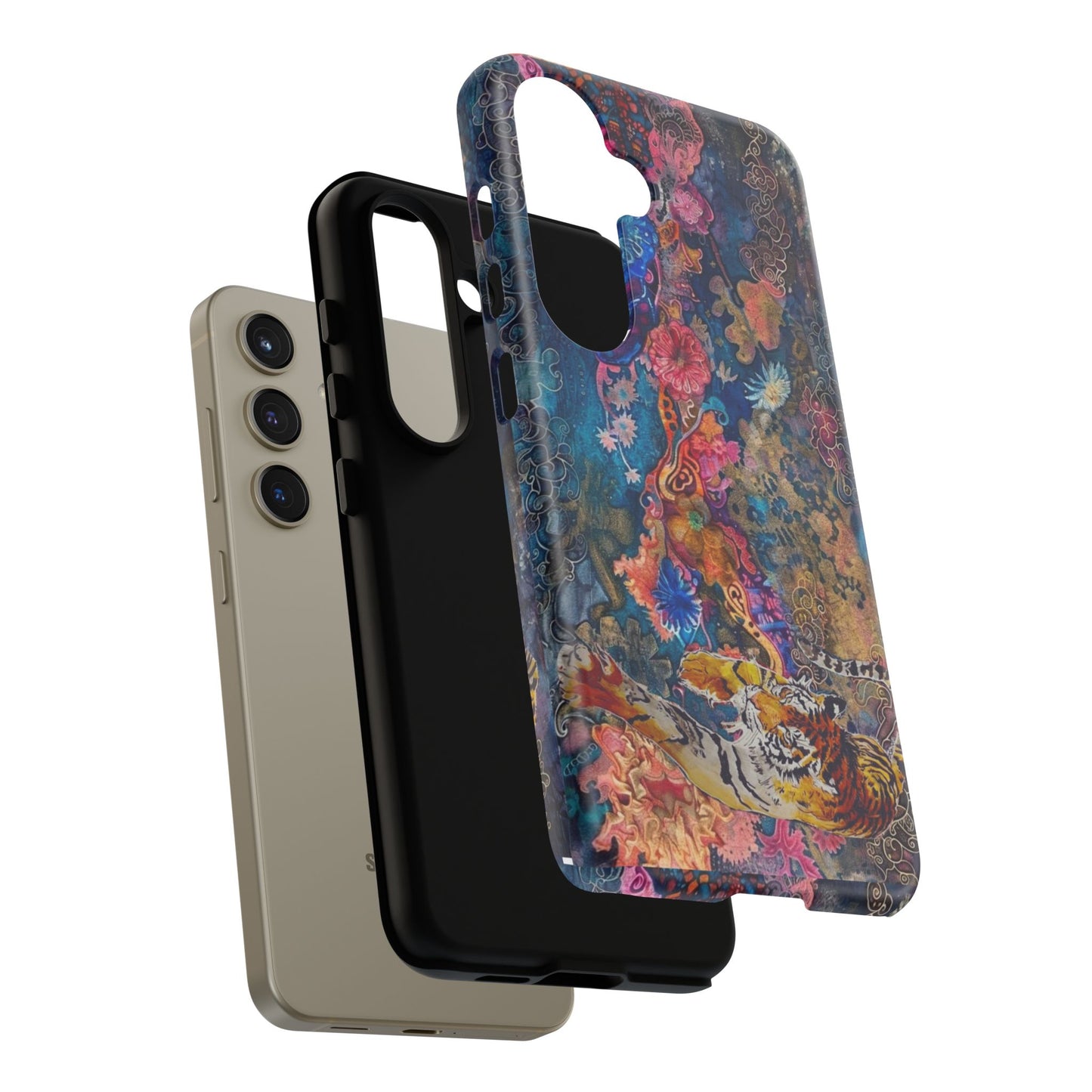 Phone Case - Colorful Floral Tiger Tough Case