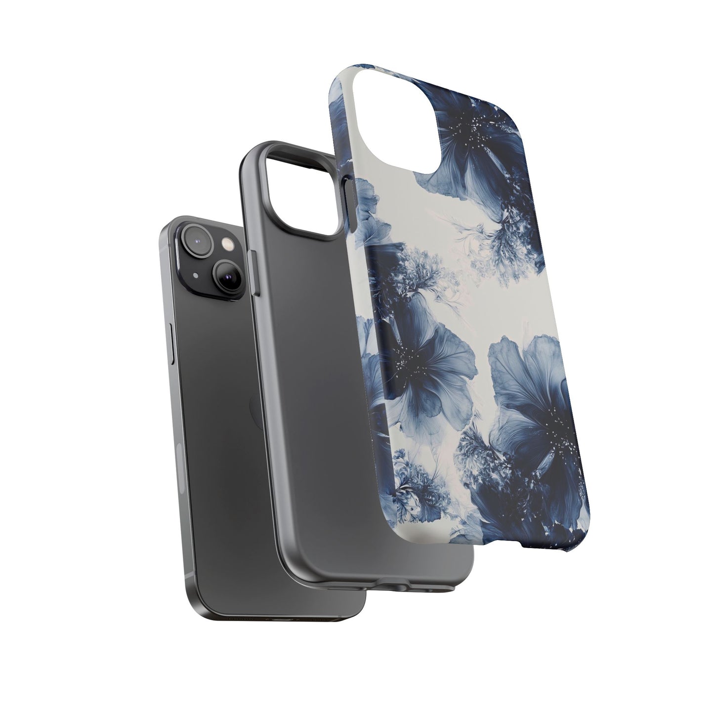 Floral Indigo Tough Phone Case — Blue Botanical Protective Cover