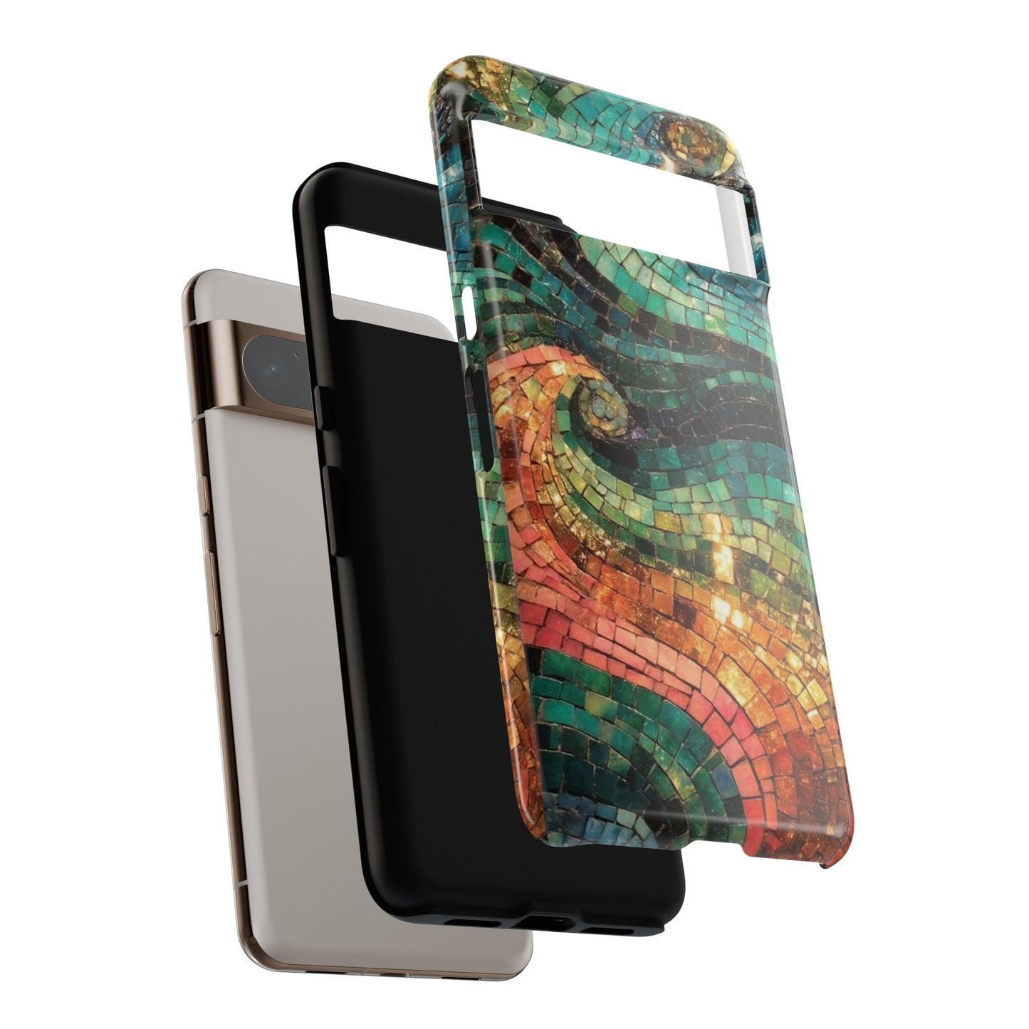 Mosaic Wave Phone Case – Colorful Artistic Tile Design Tough Case
