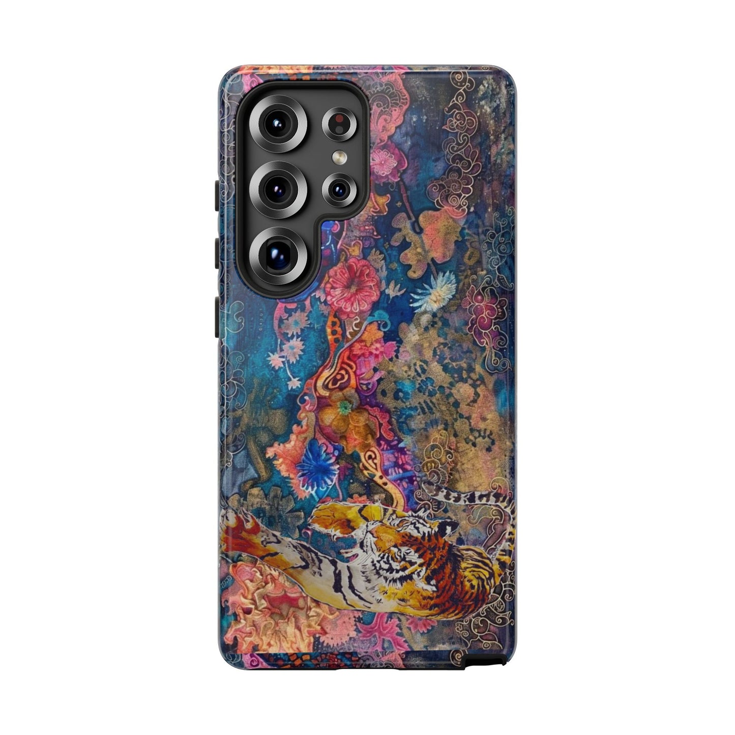 Phone Case - Colorful Floral Tiger Tough Case