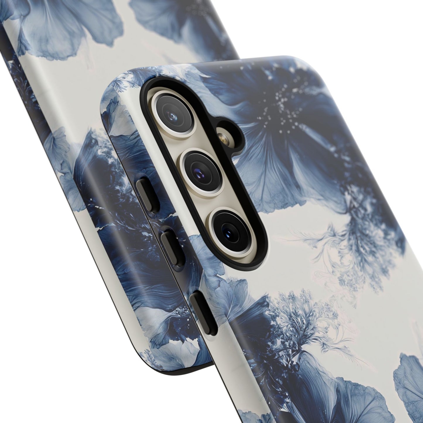 Floral Indigo Tough Phone Case — Blue Botanical Protective Cover