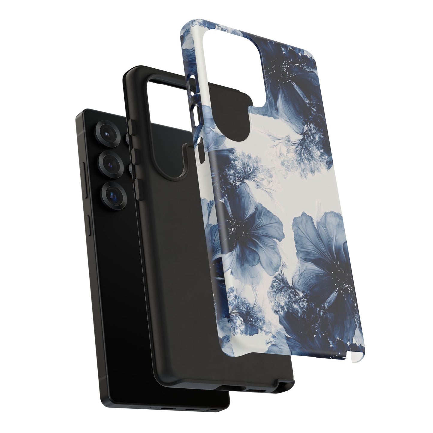 Floral Indigo Tough Phone Case — Blue Botanical Protective Cover
